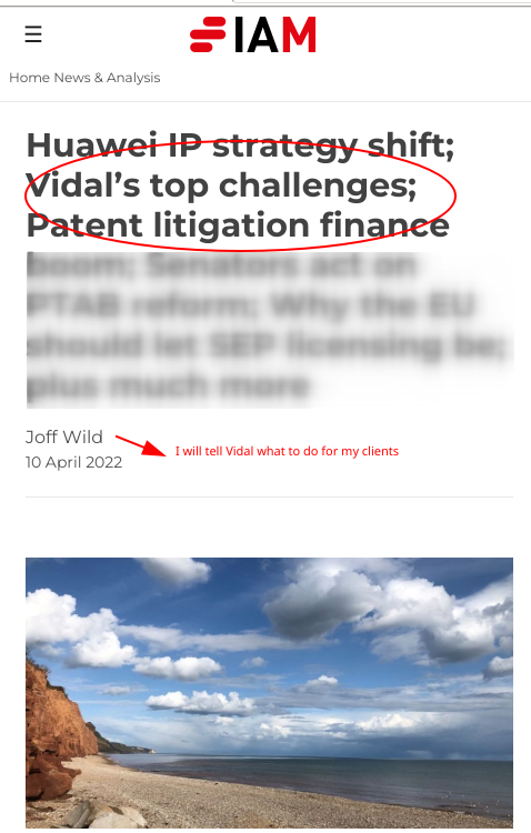Huawei IP strategy shift; Vidal’s top challenges; Patent litigation finance boom; Senators act on PTAB reform; Why the EU should let SEP licensing be; plus much more: I will tell Vidal what to do for my clients