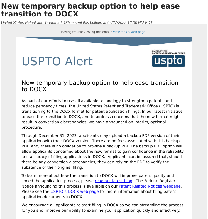 New temporary backup option to help ease transition to DOCX