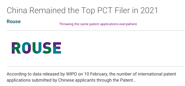 Throwing the same patent applications everywhere