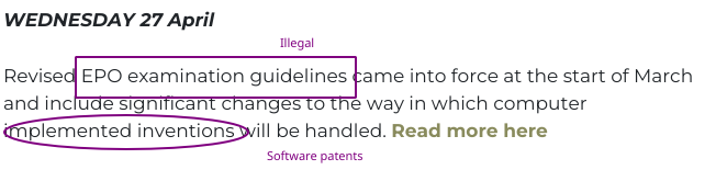 Software patents, Illegal