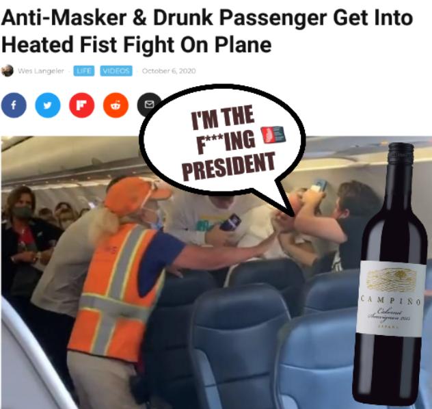 Antimasker on plane: I'm the f***ing president