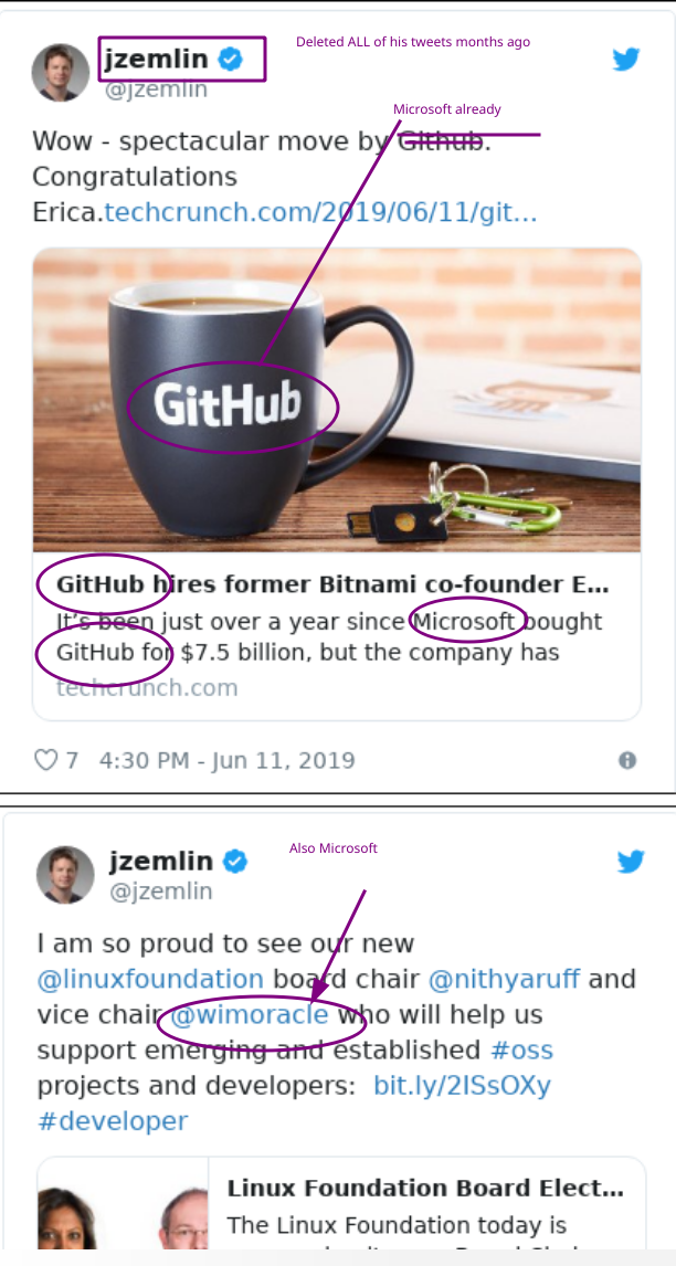 Zemlin tweets: Deleted ALL of his tweets months ago; Microsoft already; Also Microsoft