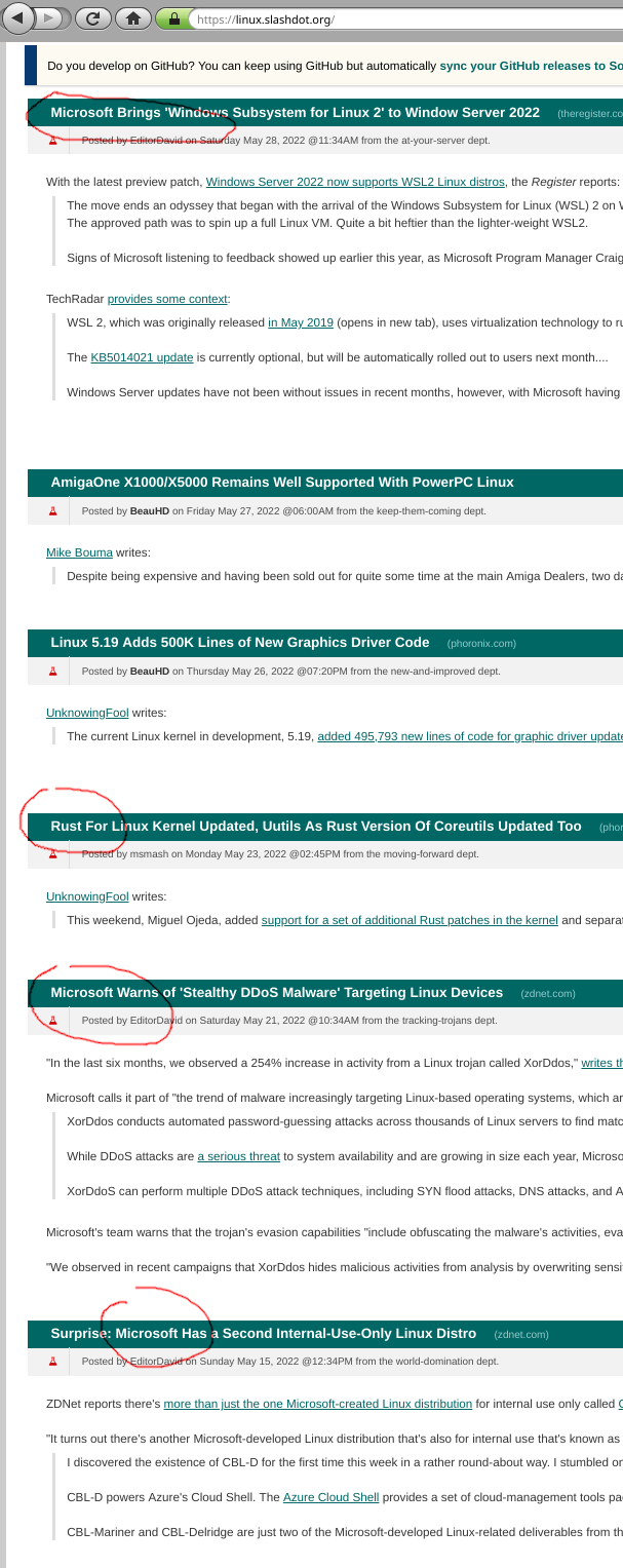 Slashdot's 'Linux' Section