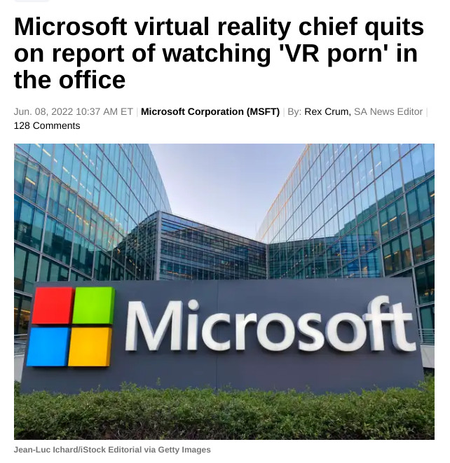 Microsoft virtual reality chief quits on report of watching 'VR porn' in the office