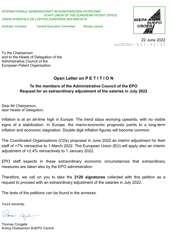 2022 EPO petition