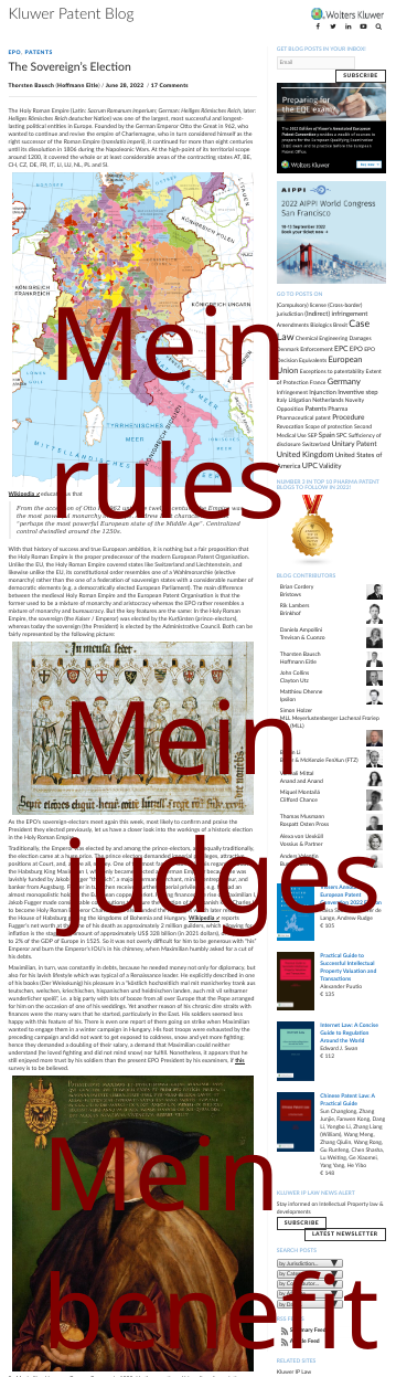 Mein rules; Mein judges; Mein benefit
