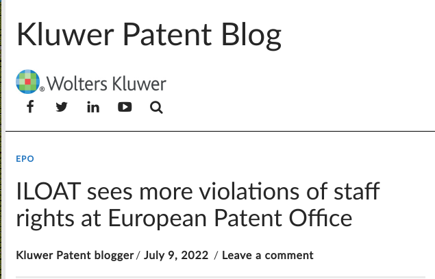 ILOAT sees more violations of staff rights at European Patent Office