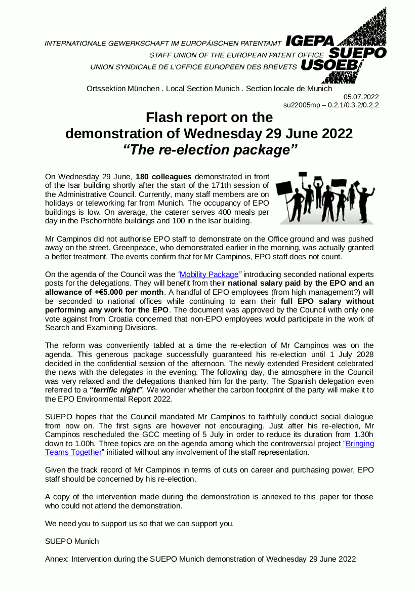 Flash report on the demonstration of Wednesday 29 June 2022