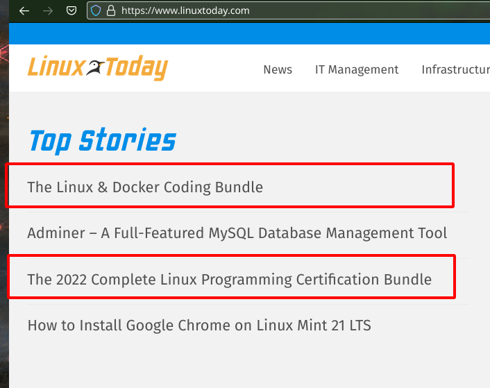 'Linux Today' spam