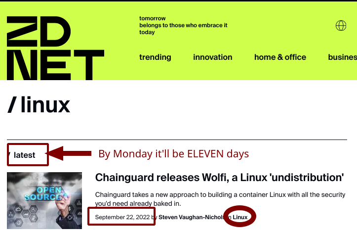 Evidence of ZDNet dying: By Monday it'll be ELEVEN days