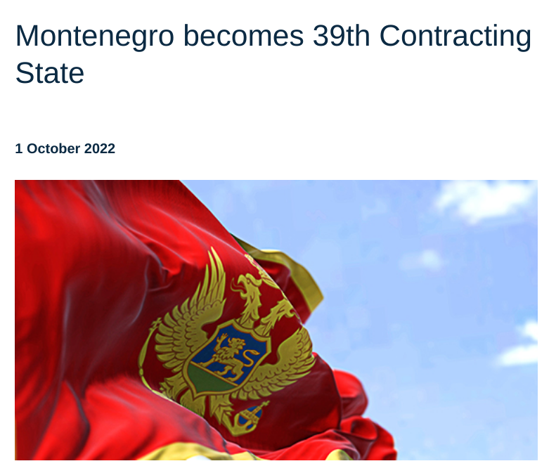 Montenegro becomes 39th Contracting State