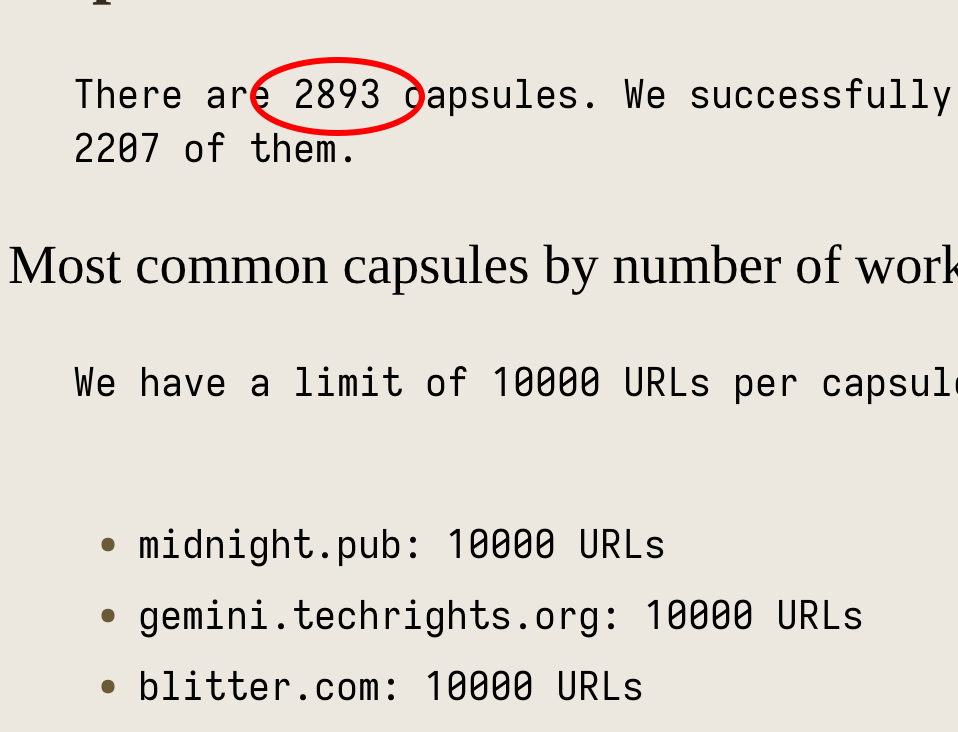 There are 2893 capsules. We successfully connected recently to 2207 of them.