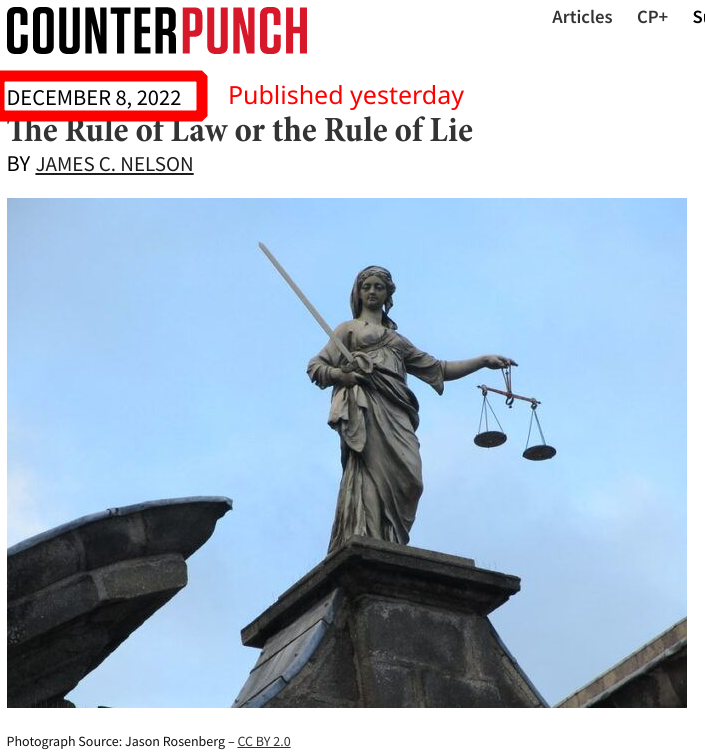 Published yesterday: The Rule of Law or the Rule of Lie