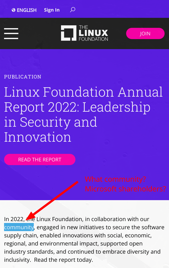 LF report: What community? Microsoft shareholders?