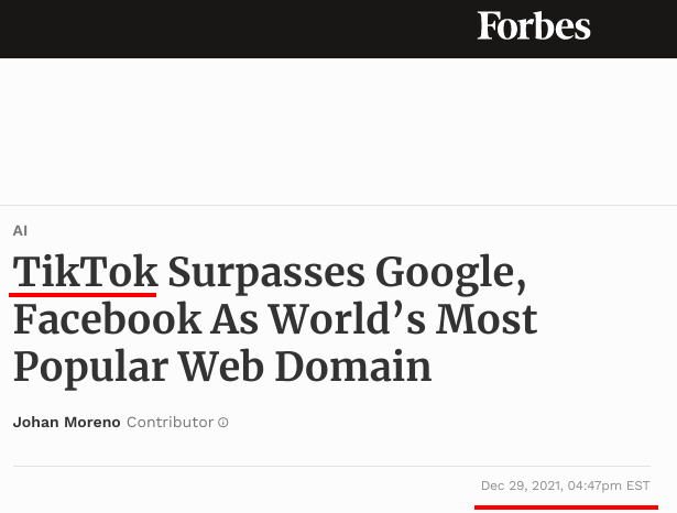 TikTok Surpasses Google, Facebook As World’s Most Popular Web Domain
