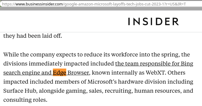 Microsoft Edge layoffs