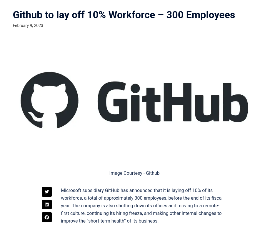 Github to lay off 10% Workforce – 300 Employees - LayoffsTracker