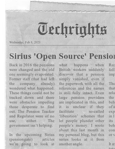 Techrights: Wednesday, Feb 8, 2023: Sirius 'Open Source' Pensiongate: An Introduction