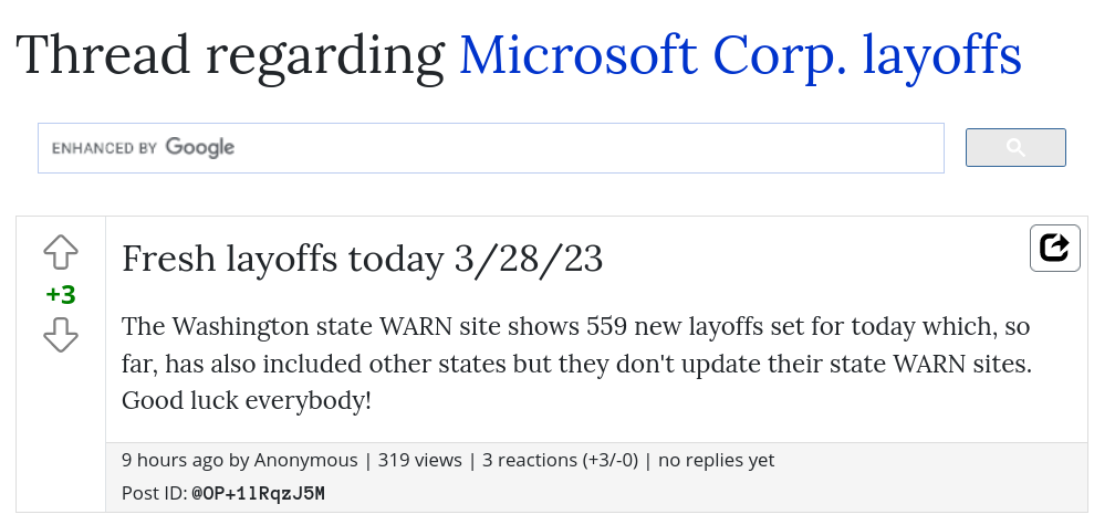 The Washington state WARN site shows 559 new layoffs set for today which, so far, has also included other states but they don't update their state WARN sites. Good luck everybody!