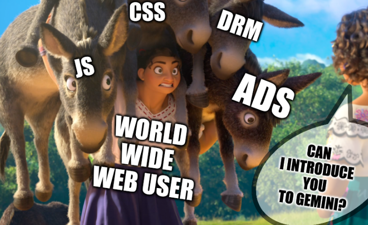 World Wide Web user vs: CSS, JS, DRM, Ads; Can I introduce you to Gemini?