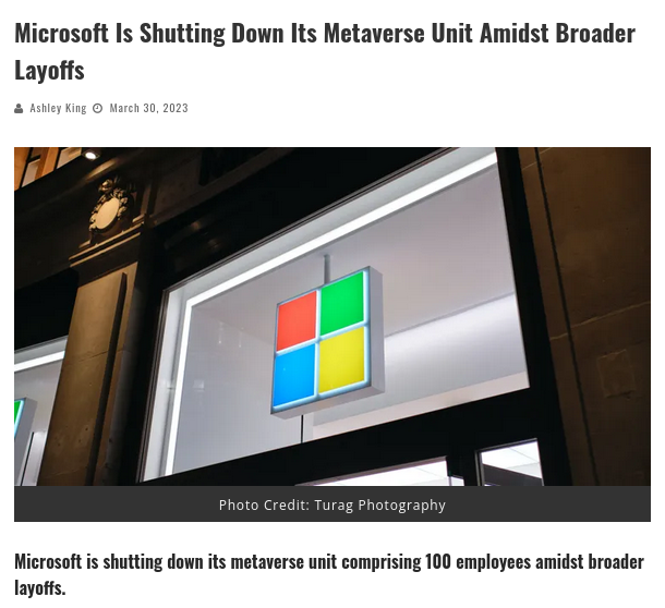 Metaverse layoffs at Microsoft