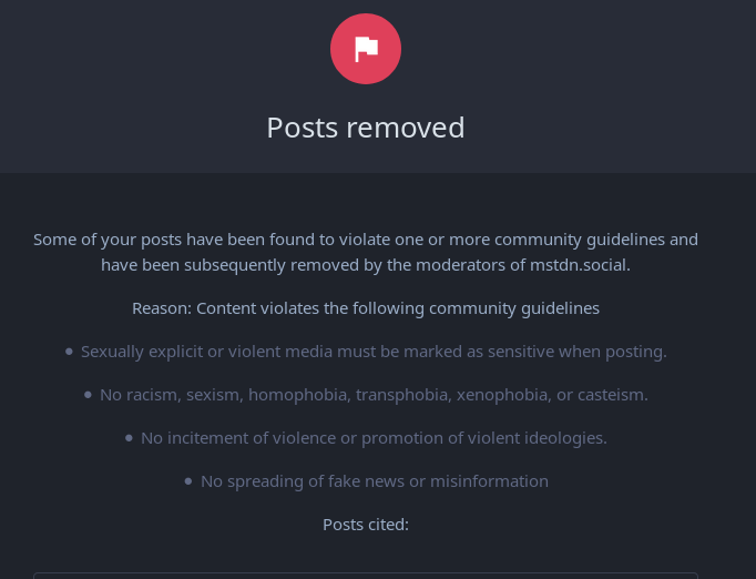 Mastodon posts removed
