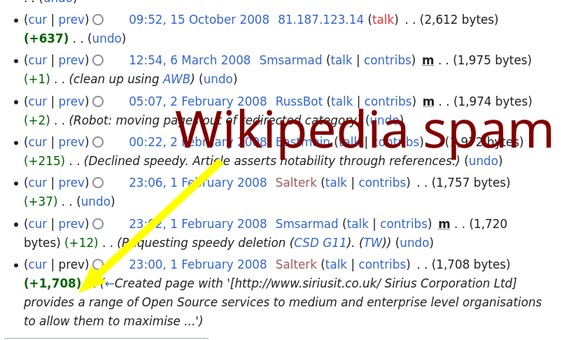 Wikipedia spam