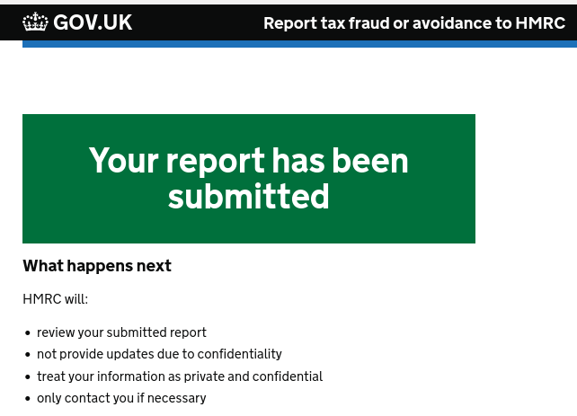 HMRC fraud report completed