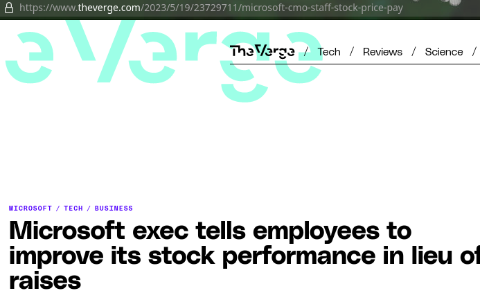 Microsoft exec tells employees to improve its stock performance in lieu of raises