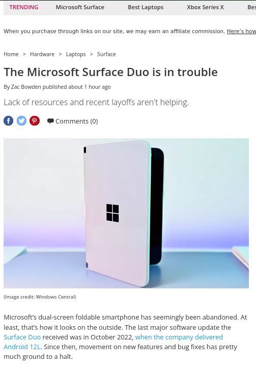 Microsoft spin: The Microsoft Surface Duo is in trouble