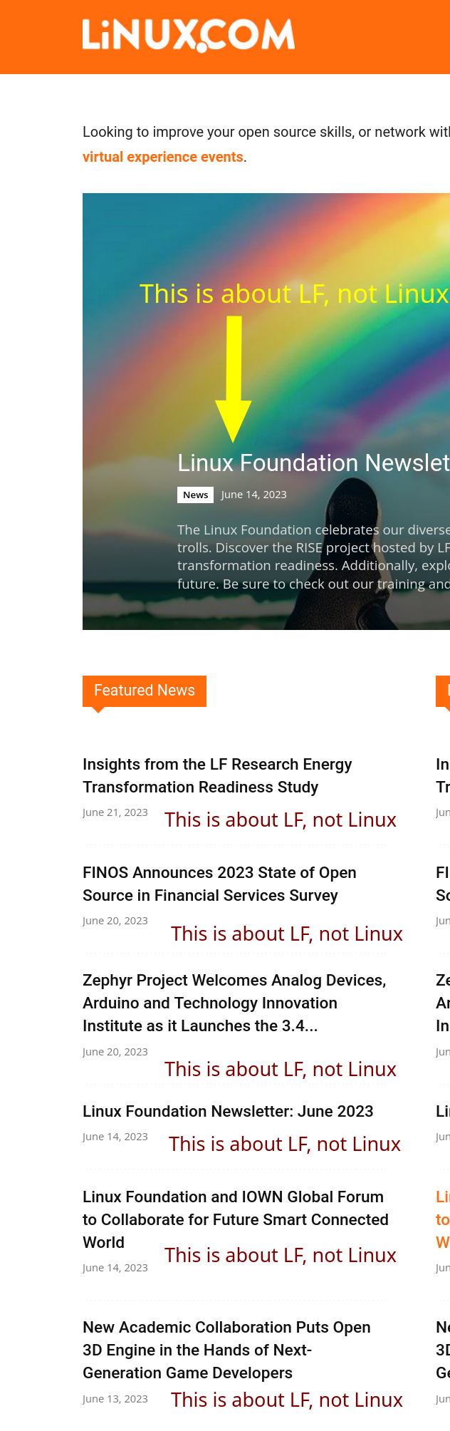 Linux.com: This is about LF, not Linux