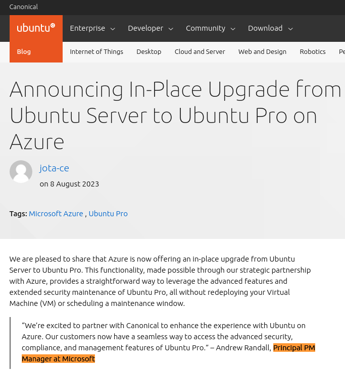 Announcing In-Place Upgrade from Ubuntu Server to Ubuntu Pro on Azure