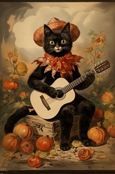 Black Cat Musician Poster