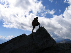 Silhouette of hiker in the Canadain Rockies