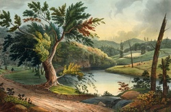 Hudson River: Royalty free illustration of a landscape of the Hudson River