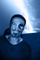 Mark: Scary angry pirate at the sea