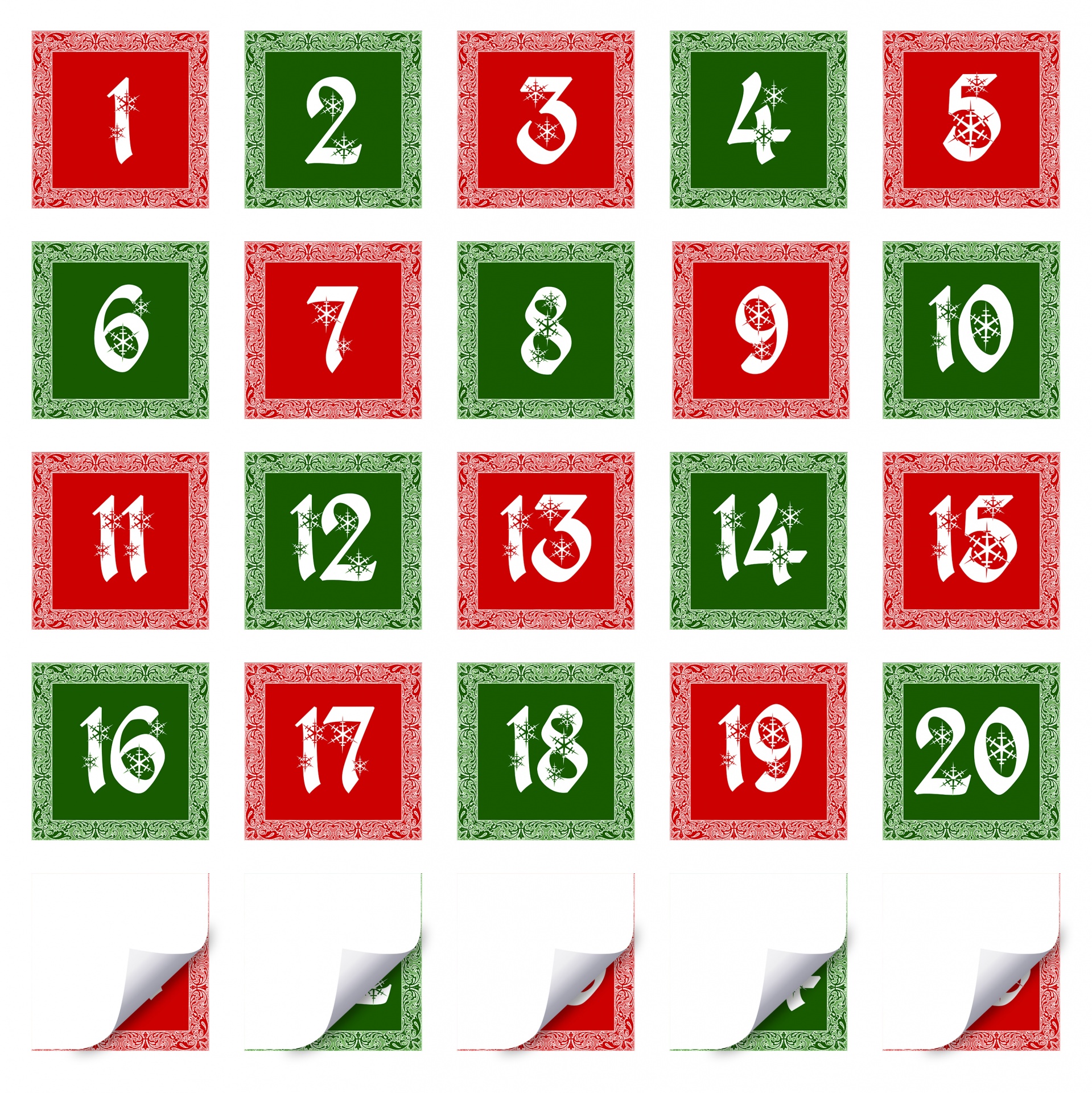 2 dimnensional craft ready advent calendar for holiday countdown