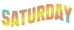 WordArt with the words SATURDAY stylized yellow, orange and green on a white background for scrapbooking or others