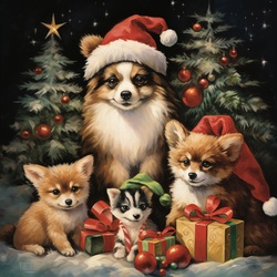 Christmas Dogs Art