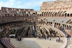 A view inside the Colosseum in Rome, Italy.