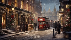 Vintage street in London at Christmas
