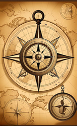 Vintage map and compasses