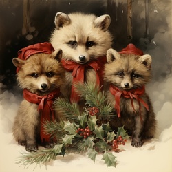 Wild Animal Christmas Card Art