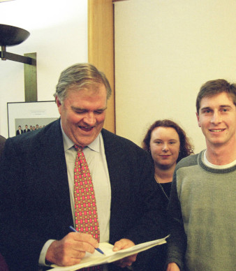 Photo of Daniel Pocock; Kim Beazley and Daniel Pocock, Copyright (C) 1997 Brendan Meilak