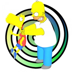Homer and Bart Simpson fighting