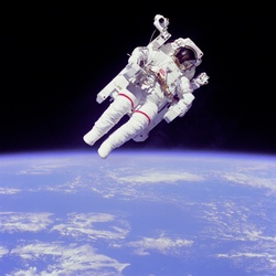 Astronaut floating in outer space