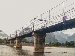 Bridge over Nam Song River at Vang Vieng, Laos