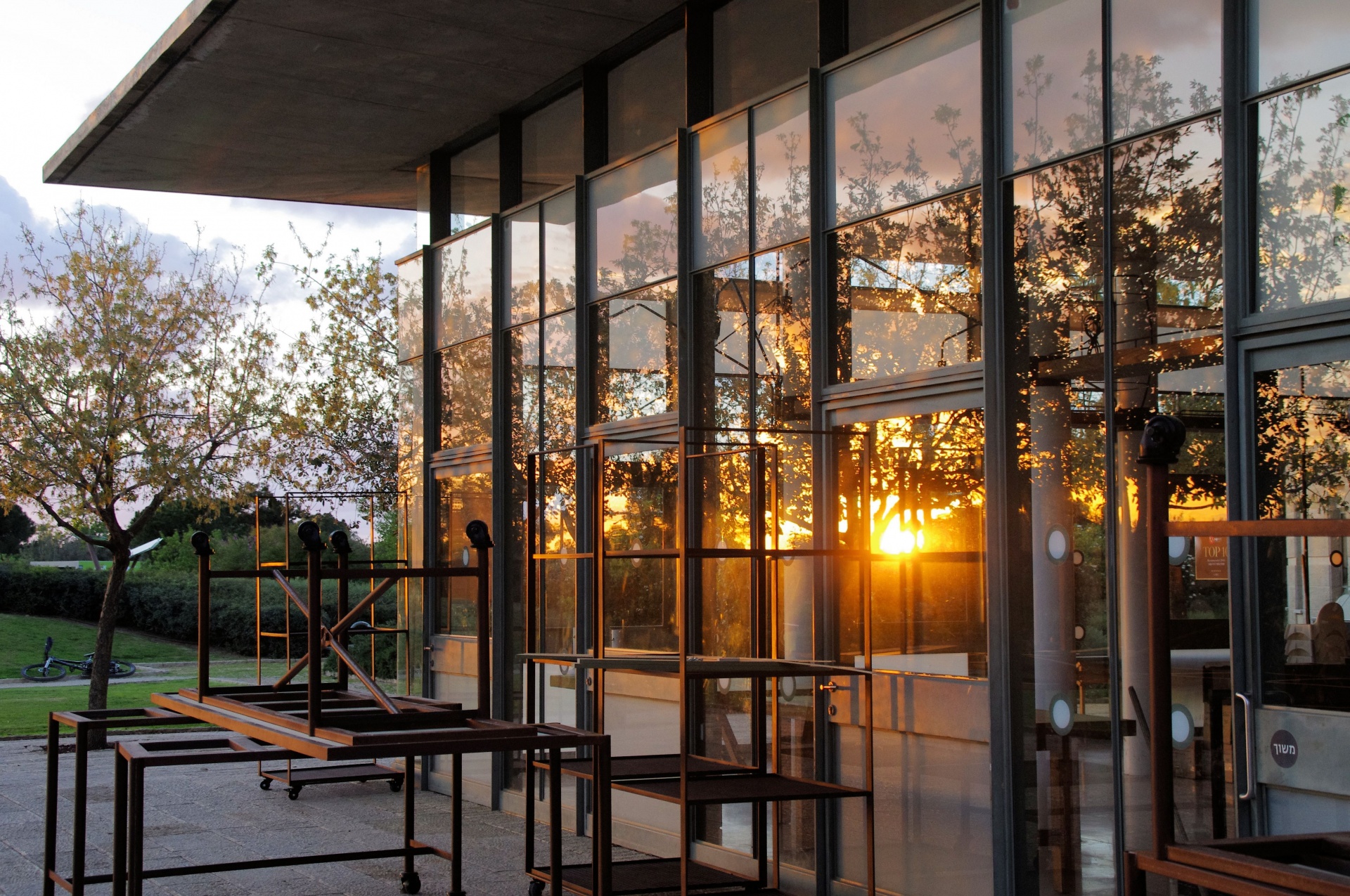 Closed restaurant at sundown