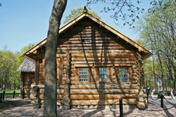 Side View Of Log Cabin Of Peter L