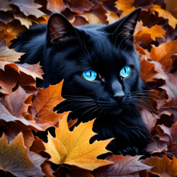 Black Cat In Autumn